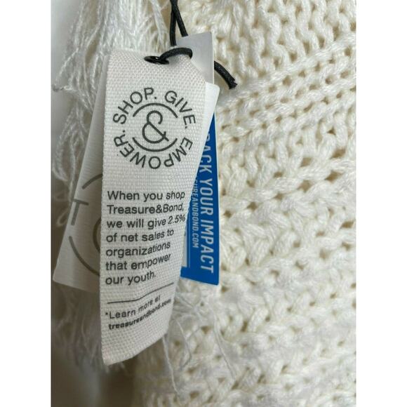 NWT Treasure Bond Fringe Cable Knit Scarf Ivory Cream - Picture 3 of 4